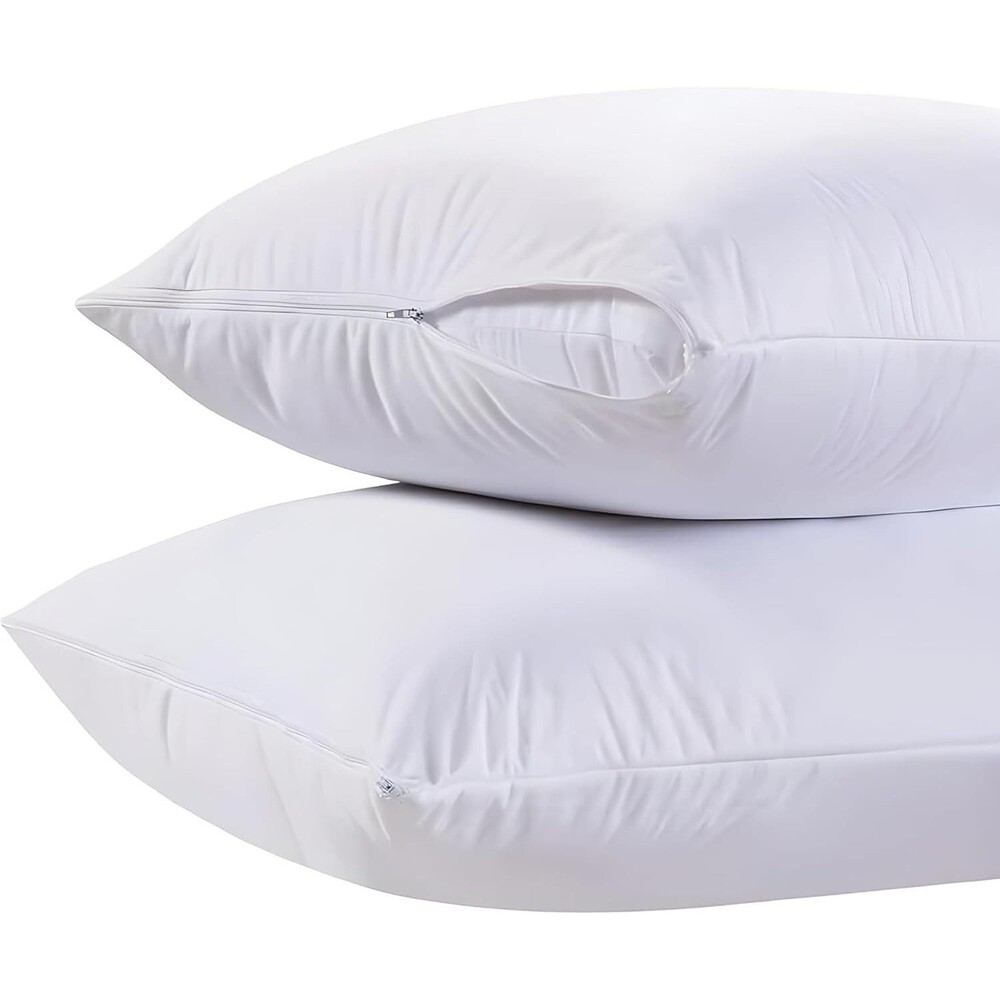White Classic Cotton King Pillow Covers with Zipper 2 Pack , Color: White